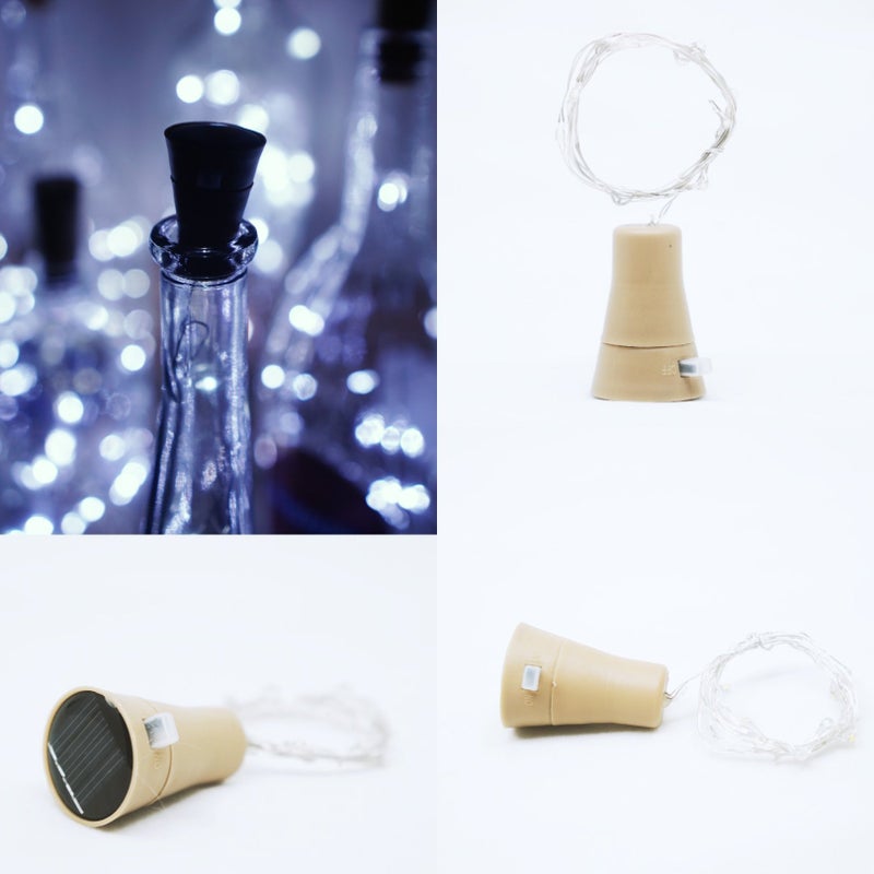 Decorman 10 Pack Solar Powered Wine Bottle Lights, 10 LED Waterproof Copper Cork Shaped Lights for Wedding/Christmas/Outdoor/Holiday/Garden/Patio/Yard/Pathway Decor (Cool White) - Image 3